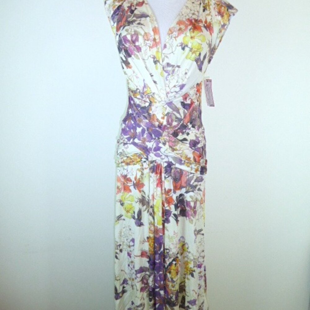 Roberto Cavalli Vibrant Floral Midi Dress - Purple, Yellow, Orange - Picture 10 of 10